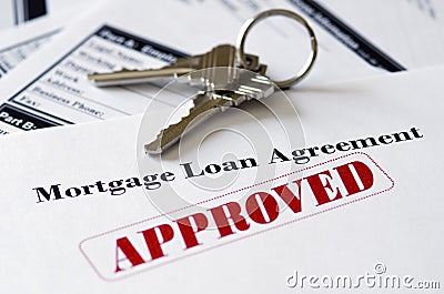 Real Estate Mortgage Approved Loan Document Stock Photo