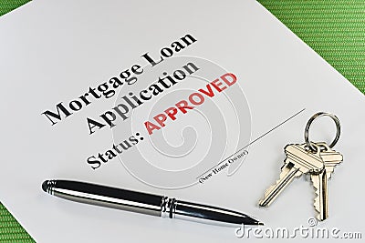 Real Estate Mortgage Approved Loan Document Stock Photo