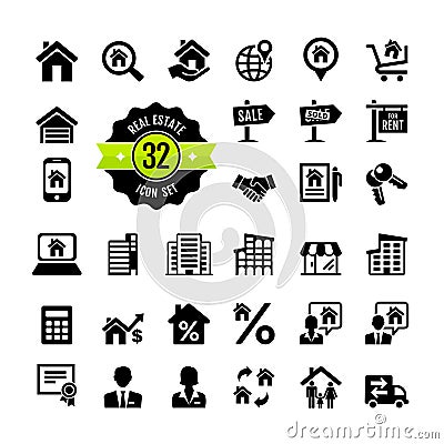 Real Estate, property, realtor icon set Vector Illustration