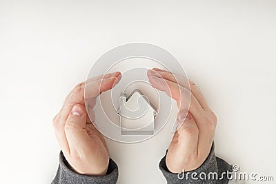 Real estate. Protection of real estate. Insurance. Top view. Copy space for text. Stock Photo
