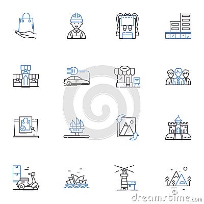 Real estate realm line icons collection. Property, Homeownership, Investment, Mortgage, Renting, Equity, Zoning vector Vector Illustration