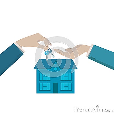 Real estate realtor giving house keys Vector Illustration