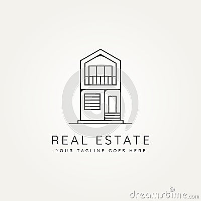 Real estate residential minimalist line art logo Vector Illustration