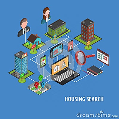 Real Estate Search Vector Illustration