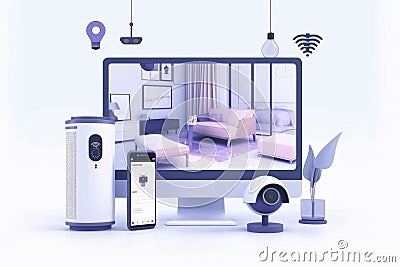 Real estate security enhanced by alarm systems and protective perimeters using advanced camera operator skills and networked geogr Cartoon Illustration