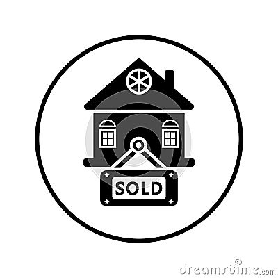 Real Estate, sold symbol black icon Vector Illustration