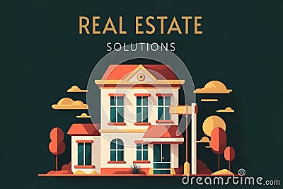 Real Estate solutions conceptual banner. Cartoon Illustration
