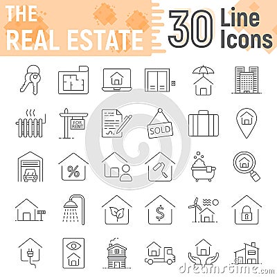 Real Estate thin line icon set, home signs Vector Illustration