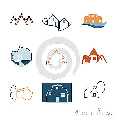 Real Estate web icons set. House logos. Construction logo. Vector. Vector Illustration