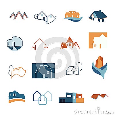 Real Estate web icons set. House logos. Construction logo. Vector. Vector Illustration