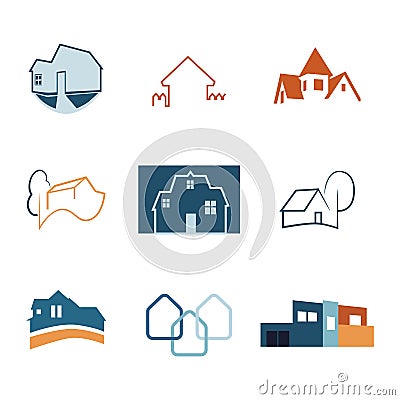 Real Estate web icons set. House logos. Construction logo. Vector. Vector Illustration