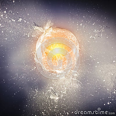 Real exploding glass sphere Stock Photo