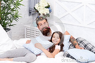 Real feelings. weekend at home. father and daughter having fun. family bonding time. love my daddy. happy morning Stock Photo