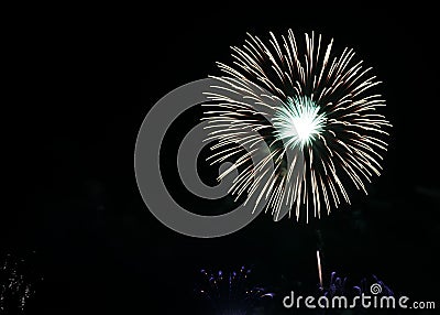 Real fireworks celebration at night background Stock Photo