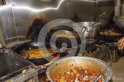 A Real Grungy Dirty Restaurant Industrial & Commercial Kitchen e Stock Photo