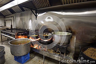 A Real Grungy Dirty Restaurant Industrial & Commercial Kitchen e Stock Photo