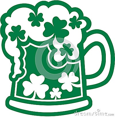 A real irish beer with shamrocks Stock Photo