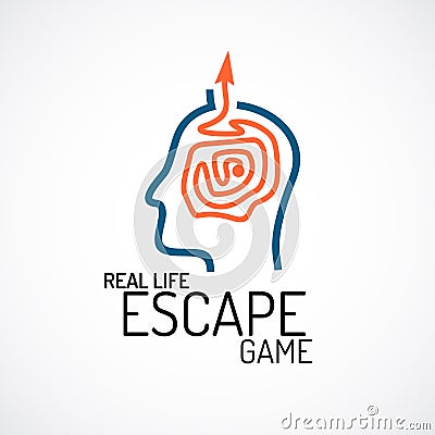 Real life escape quest game logo template Vector Illustration