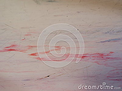 Real linoleum in kitchen. Worn floor cover Stock Photo