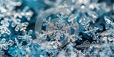 Real macro snowflakes lying a handful , concept of Close-up photography Stock Photo