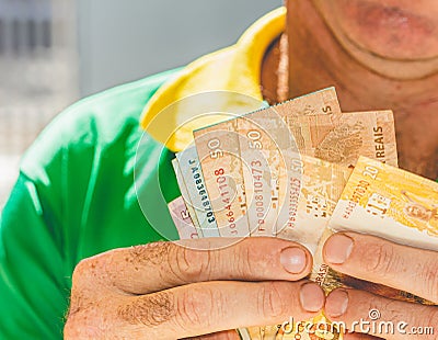 Real, Brazilian Currency. Money, Brazil, Dinheiro, Brasil, Reais. Editorial Stock Photo