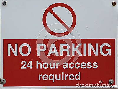 NO PARKING 24 hour access required Stock Photo
