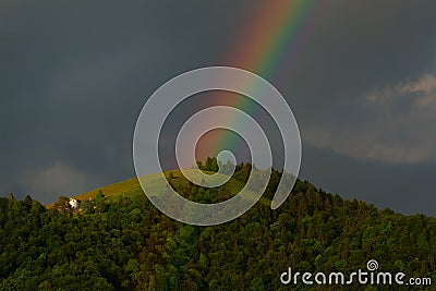 Real rainbow evening Stock Photo