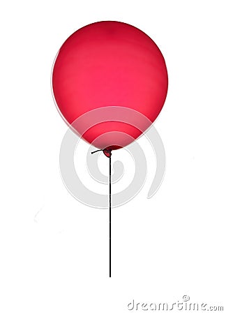 Real red party balloon isolated on white. Stock Photo