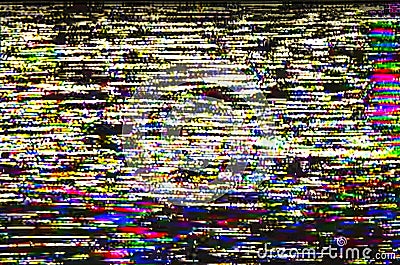 Real screen of colorful test television digital glitch. Stock Photo