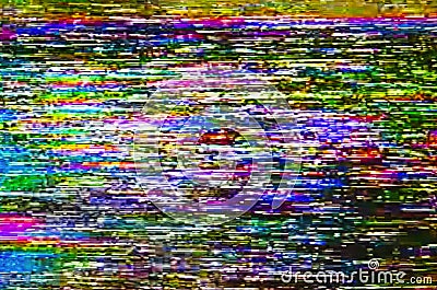 Real screen of colorful test television digital glitch. Stock Photo