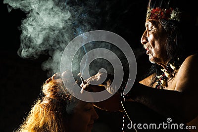 Real Shamanic Ceremony Stock Photo