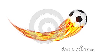 Real soccer football with a burning fire vector Vector Illustration