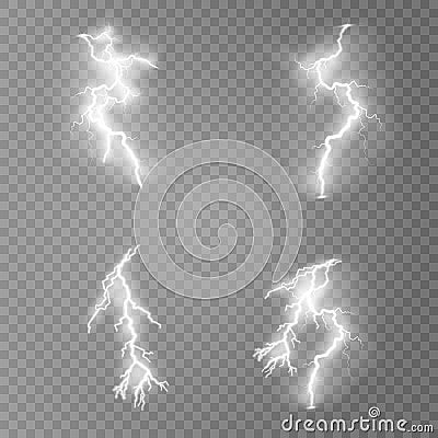 Real sparkling lightning Cartoon Illustration