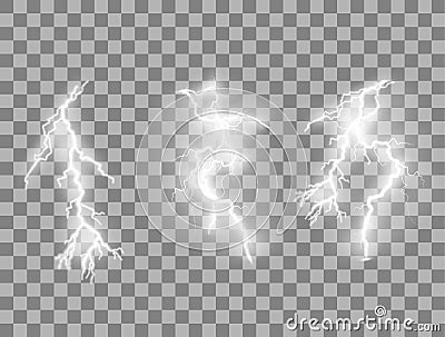 Real sparkling lightning Vector Illustration