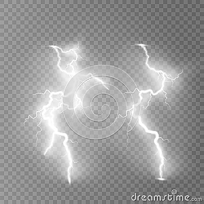 Real sparkling lightning Vector Illustration