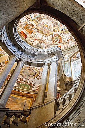 Royal staircase of Farnese palace at Caprarola Editorial Stock Photo