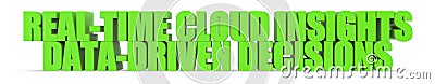 Real Time Cloud Insights Data Driven Decisions, 3d text Stock Photo