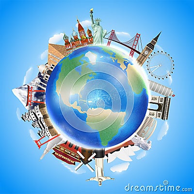 Real travel landmark around the world vector Vector Illustration