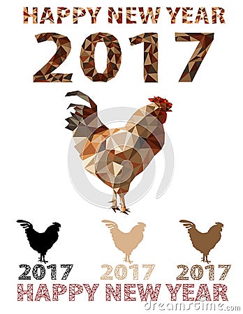 Real true color Rooster Polygon Vector symbol of 2017 Stock Photo