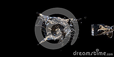 Image of real water splash with ice cube 3D r Stock Photo