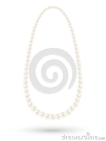 Real white pearl necklace vector on a white background Vector Illustration