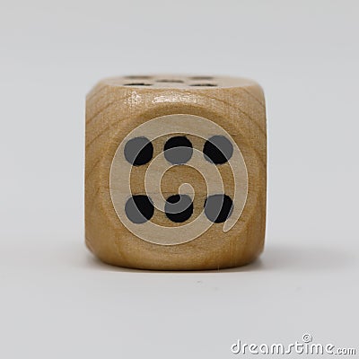 Real Wooden Die 6 spot Stock Photo