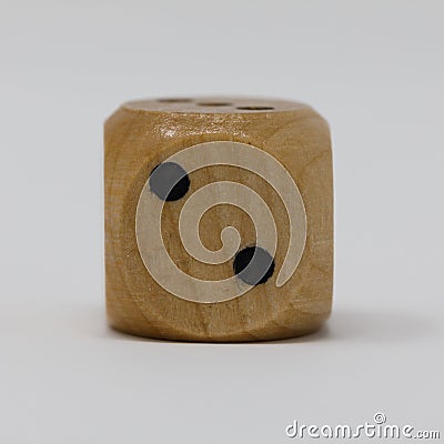 Real Wooden Die 2 spot Stock Photo