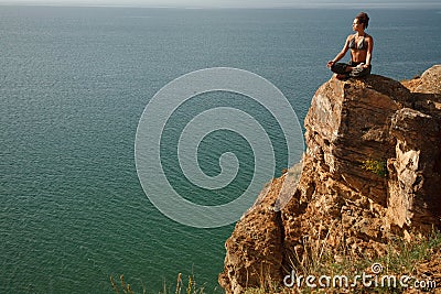 Real yoga instructor practicing Stock Photo