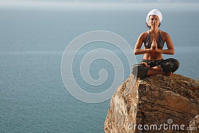 Real yoga instructor practicing Stock Photo