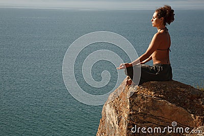 Real yoga instructor practicing Stock Photo