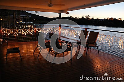 Realestate water front house deck Stock Photo