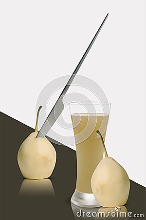 Realictic Vector Healthy Fresh Pear Juice Vector Illustration