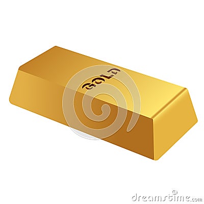 realictick vector gold bar in tte white background Vector Illustration