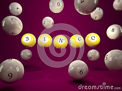 Realisic 3d lottery balls with sign BINGO Cartoon Illustration